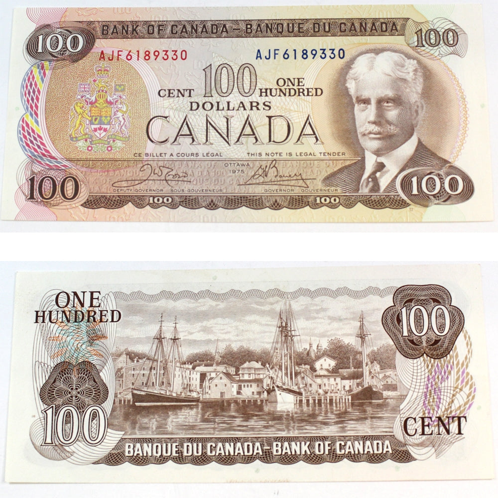 BC-52b 1975 Canada $100 Crow-Bouey, AJF, AU-UNC (AU55)