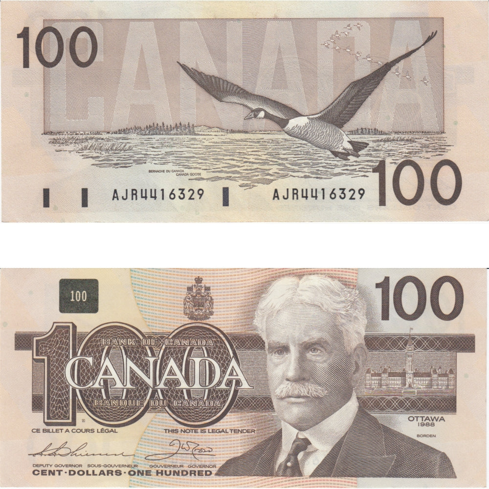 BC-60a 1988 Canada $100 Thiessen-Crow, AJR, circ