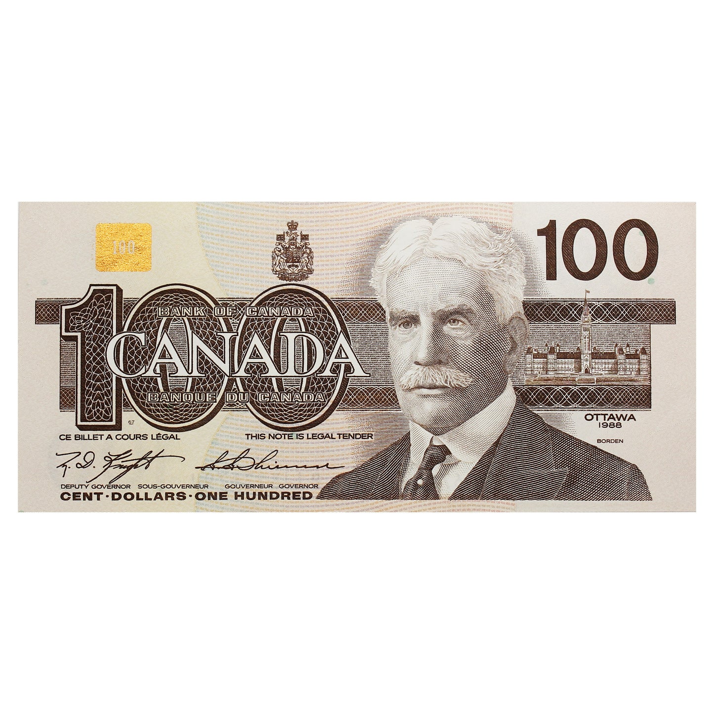 BC-60c 1988 Canada $100 Knight-Thiessen, BJJ, AU-UNC