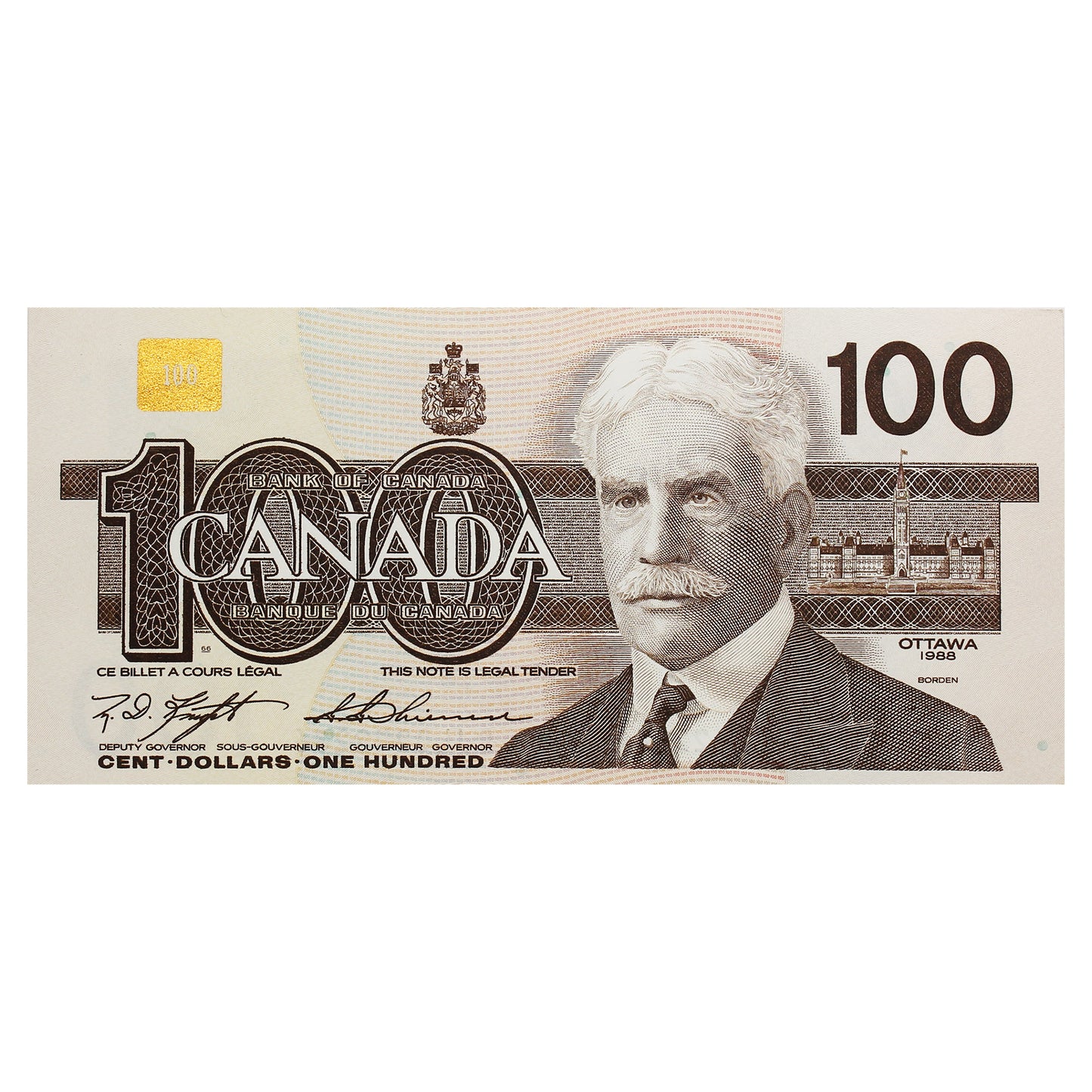 BC-60c 1988 Canada $100 Knight-Thiessen, BJL, Uncirculated (MS60)