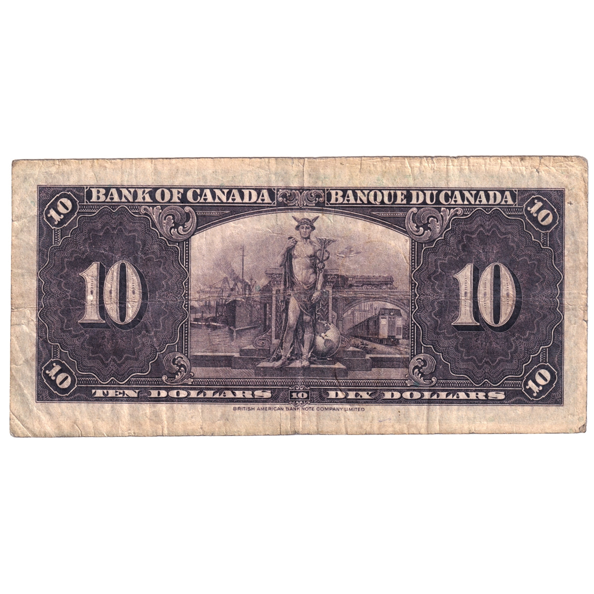 BC-24b 1937 Canada $10 Gordon-Towers, B/D, VG-F (VG10)