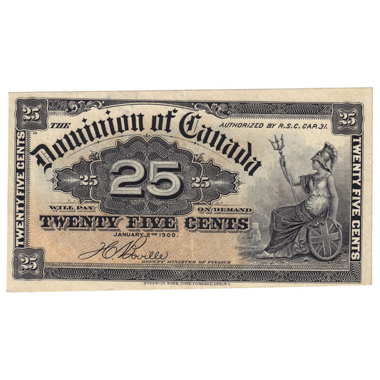 DC-15b 1900 Dominion 25 cent Shinplaster Boville, EF-AU