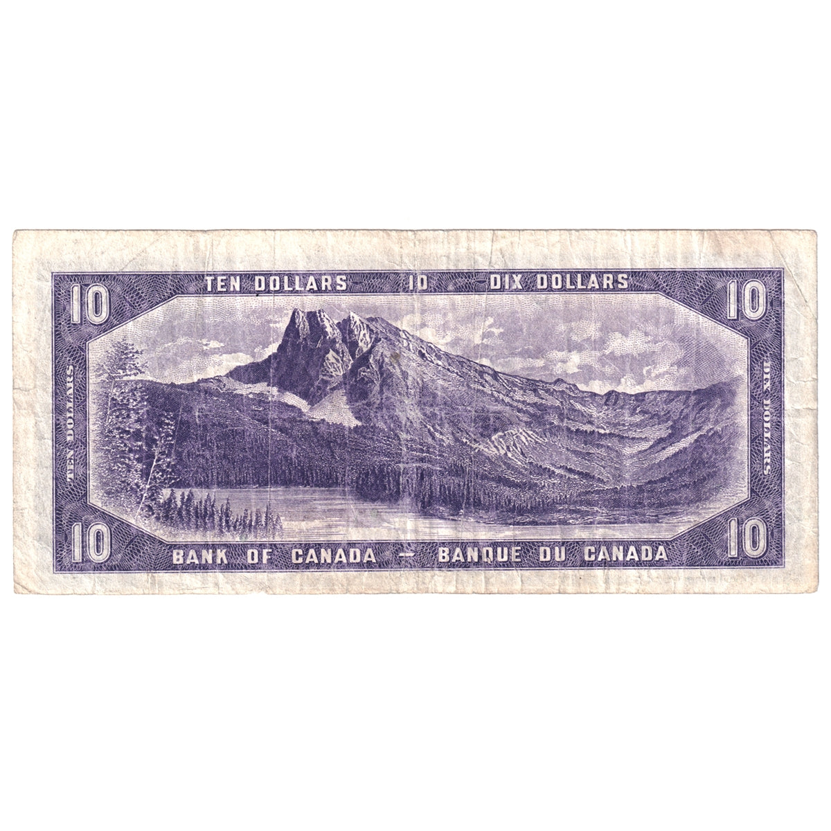 BC-32b 1954 Canada $10 Beattie-Coyne, Devil's Face, F/D, Circ