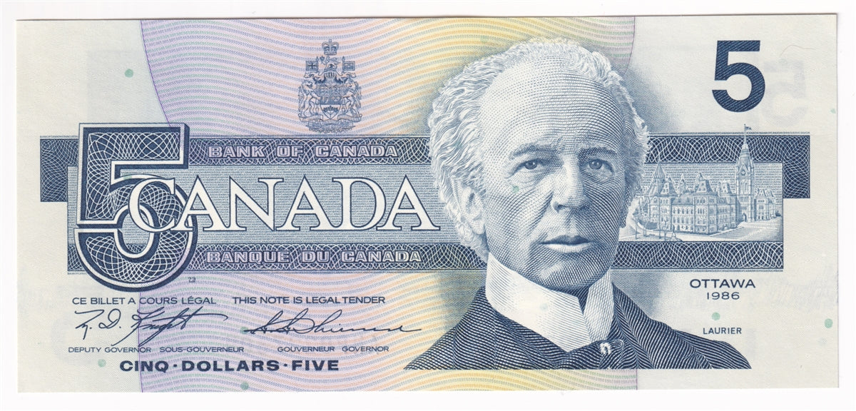 BC-56d 1986 Canada $5 Knight-Thiessen, ANP, AU-UNC