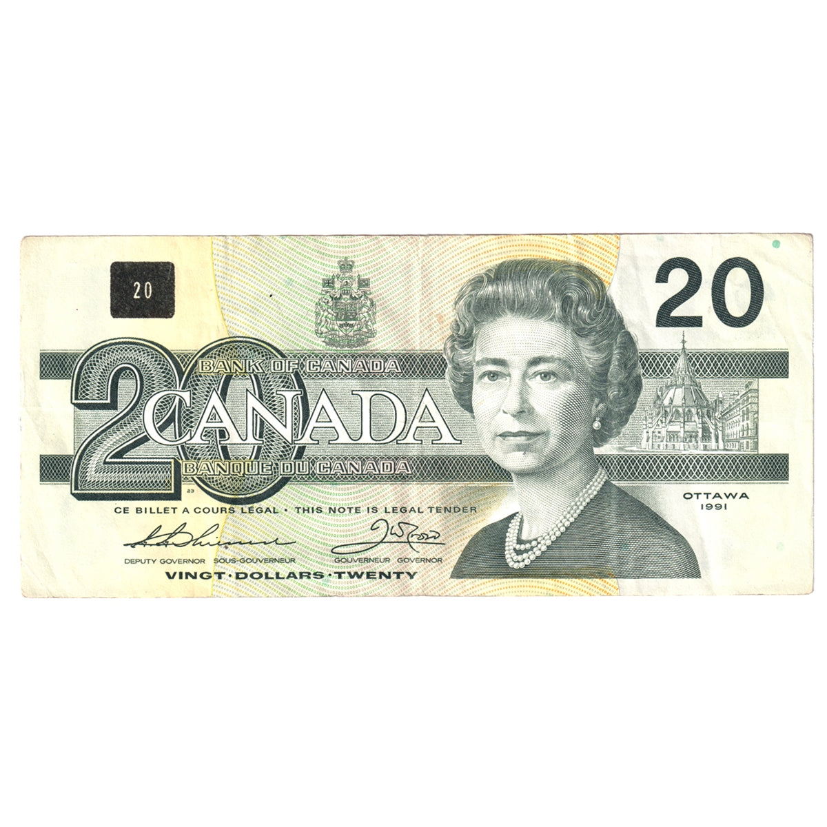BC-58a-i 1991 Canada $20 Thiessen-Crow, EIJ with Serifs, Circ