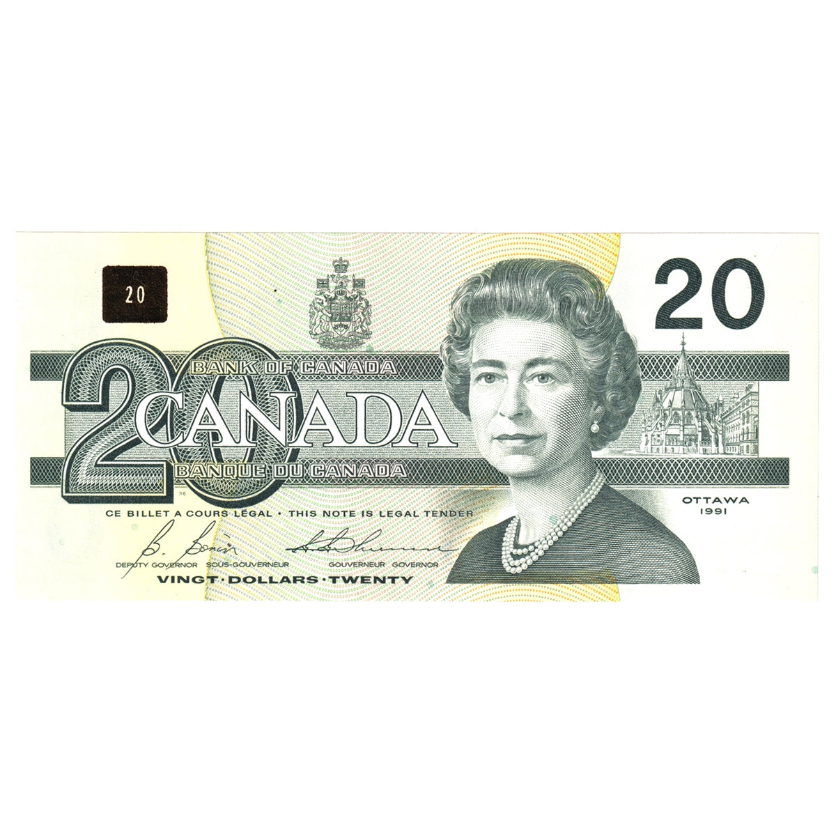 BC-58b 1991 Canada $20 Bonin-Thiessen, EVG, CUNC