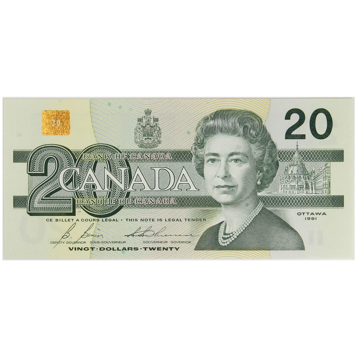 BC-58b 1991 Canada $20 Bonin-Thiessen, EVC, AU-UNC
