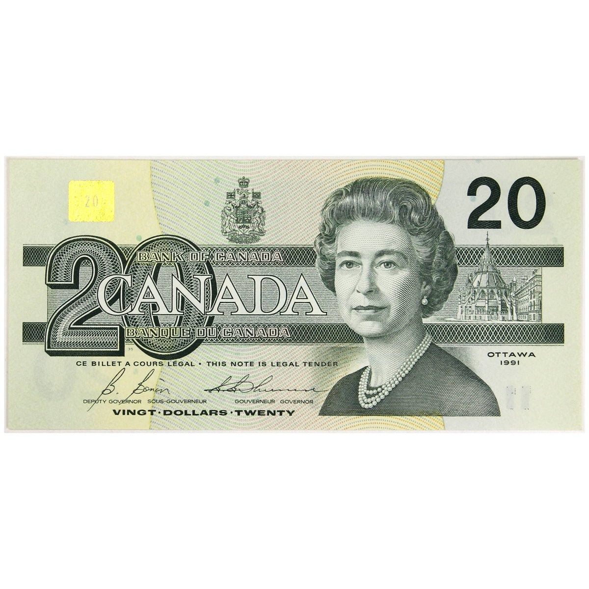 BC-58b 1991 Canada $20 Bonin-Thiessen, EVN, CUNC