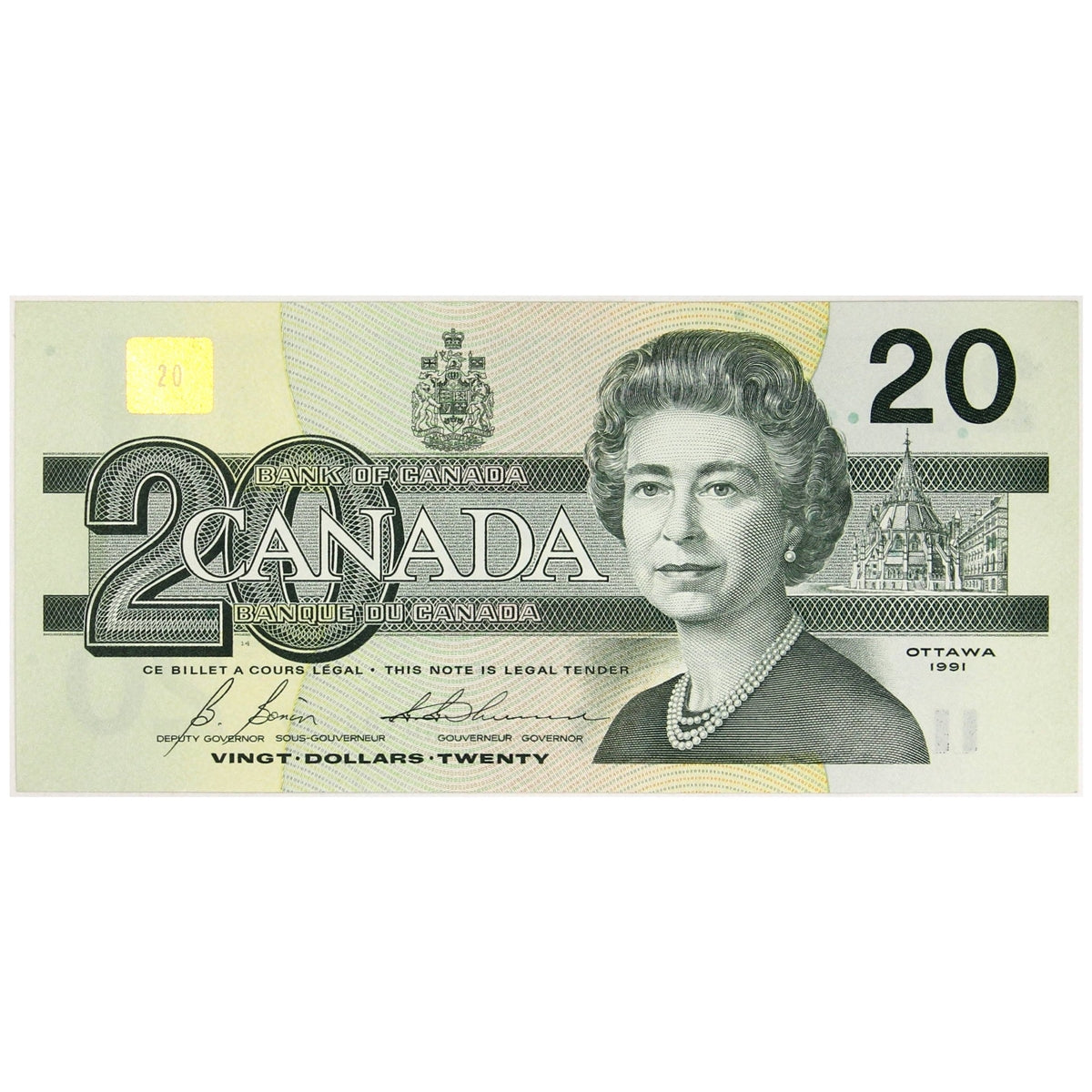 BC-58b 1991 Canada $20 Bonin-Thiessen, EVR, AU-UNC (AU55)