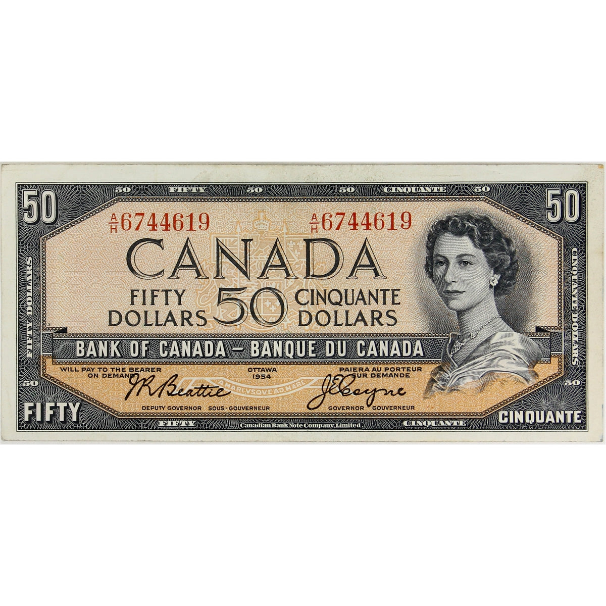 BC-42a 1954 Canada $50 Beattie-Coyne, A/H, VF-EF