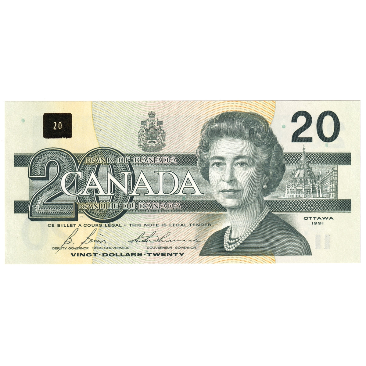 BC-58b 1991 Canada $20 Bonin-Thiessen, EVC, CUNC