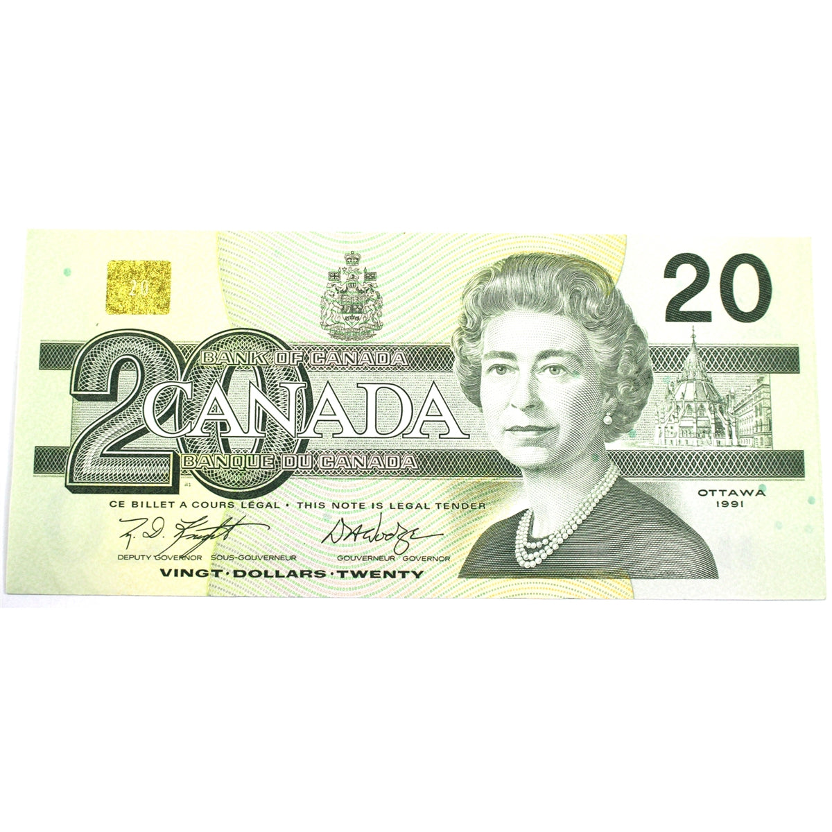 BC-58d 1991 Canada $20 Knight-Dodge, EWD, AU-UNC (AU55)