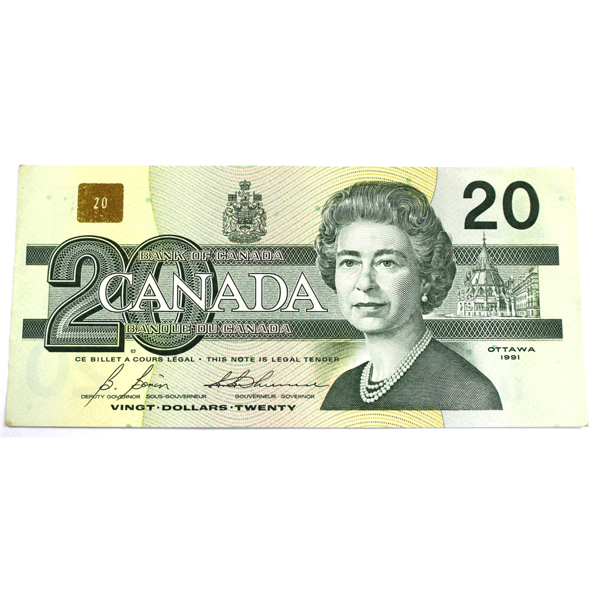 BC-58b-i 1991 Canada $20 Bonin-Thiessen, AVL, AU-UNC (AU55)