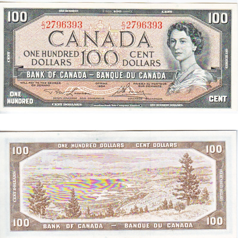 BC-43c 1954 Canada $100 Lawson-Bouey, C/J, AU