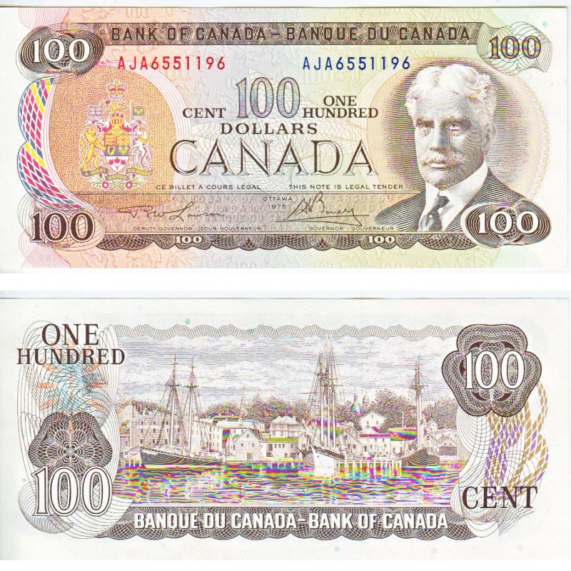 BC-52a-i 1975 Canada $100 Lawson-Bouey, AJA, Choice Uncirculated (CUNC63)