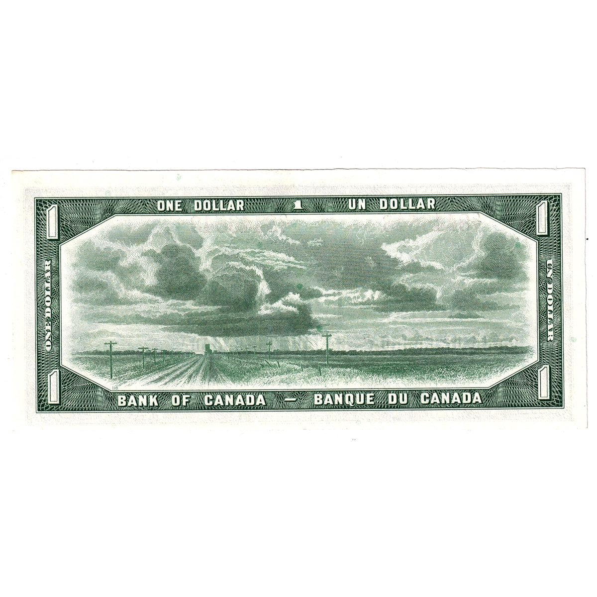 BC-37b 1954 Canada $1 Beattie-Rasminsky, C/Y, Almost Uncirculated (AU50)
