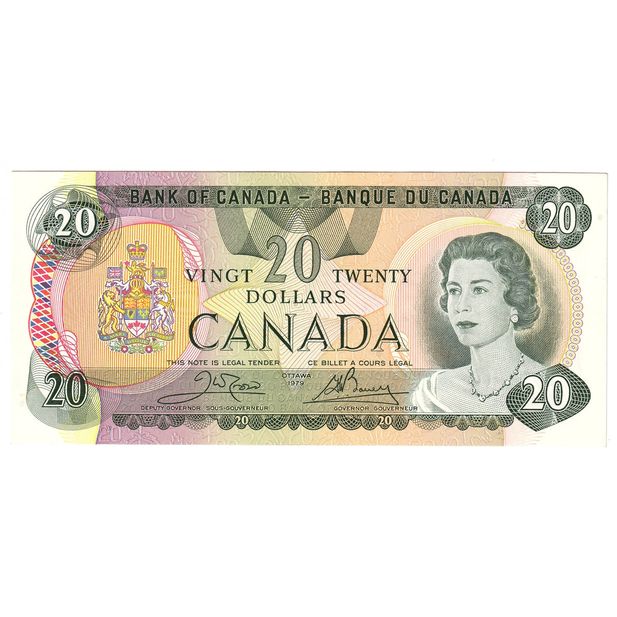 BC-54b 1979 Canada $20 Crow-Bouey, Lithographed, AU-UNC (AU55)
