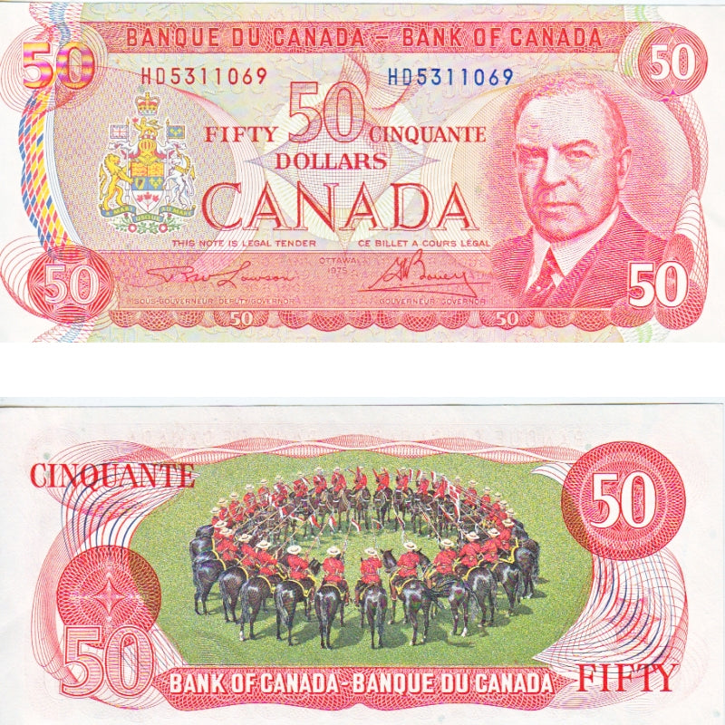 BC-51a 1975 Canada $50 Lawson-Bouey, HD, Almost Uncirculated (AU50)