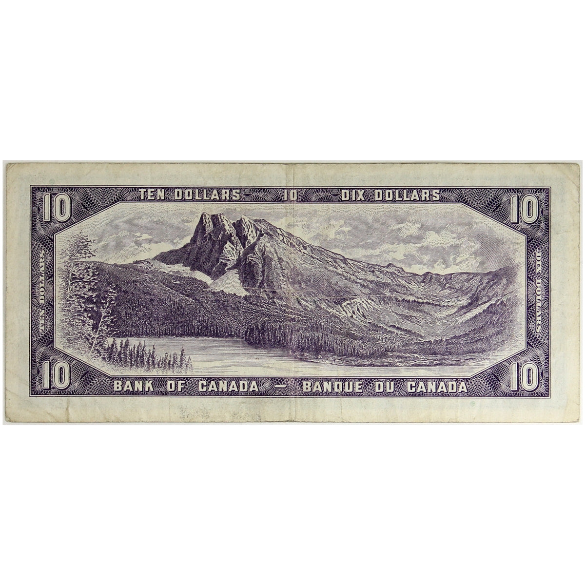BC-40b 1954 Canada $10 Beattie-Rasminsky, L/T, F-VF (F15)