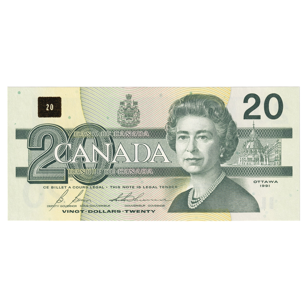 BC-58b 1991 Canada $20 Bonin-Thiessen, ESU, CUNC