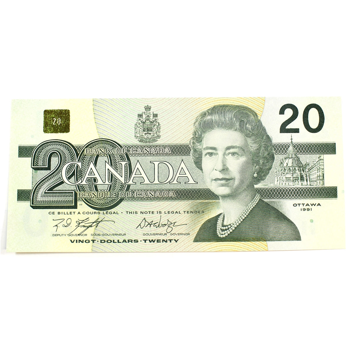 BC-58d 1991 Canada $20 Knight-Dodge, EWT, Choice Uncirculated (CUNC63)