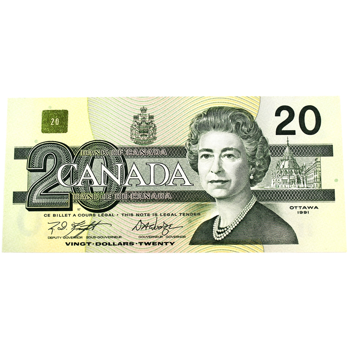 BC-58d-i 1991 Canada $20 Knight-Dodge, AYJ, Choice Uncirculated (CUNC63)