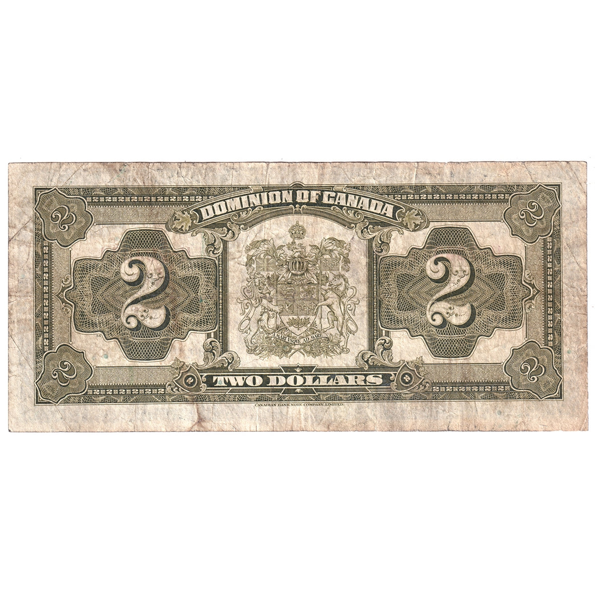 DC-26j 1923 Dominion $2 Campbell-Sellar, Black Seal, Group 3, Series U, F-VF (F15)