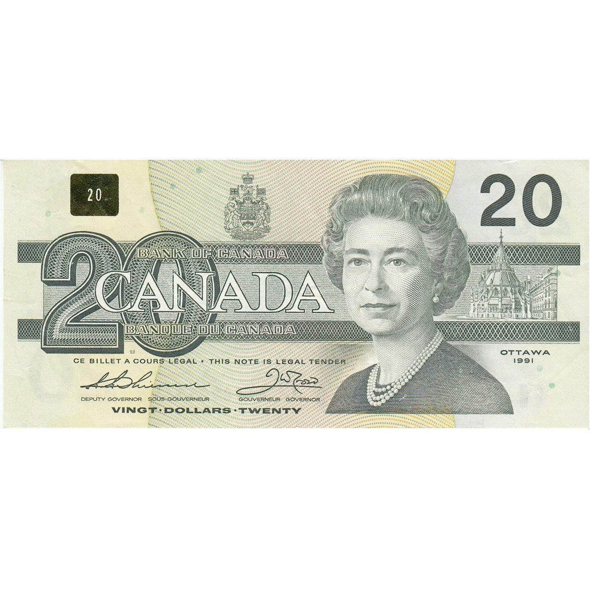 BC-58a-ii 1991 Canada $20 Thiessen-Crow, AIT, Almost Uncirculated (AU50)
