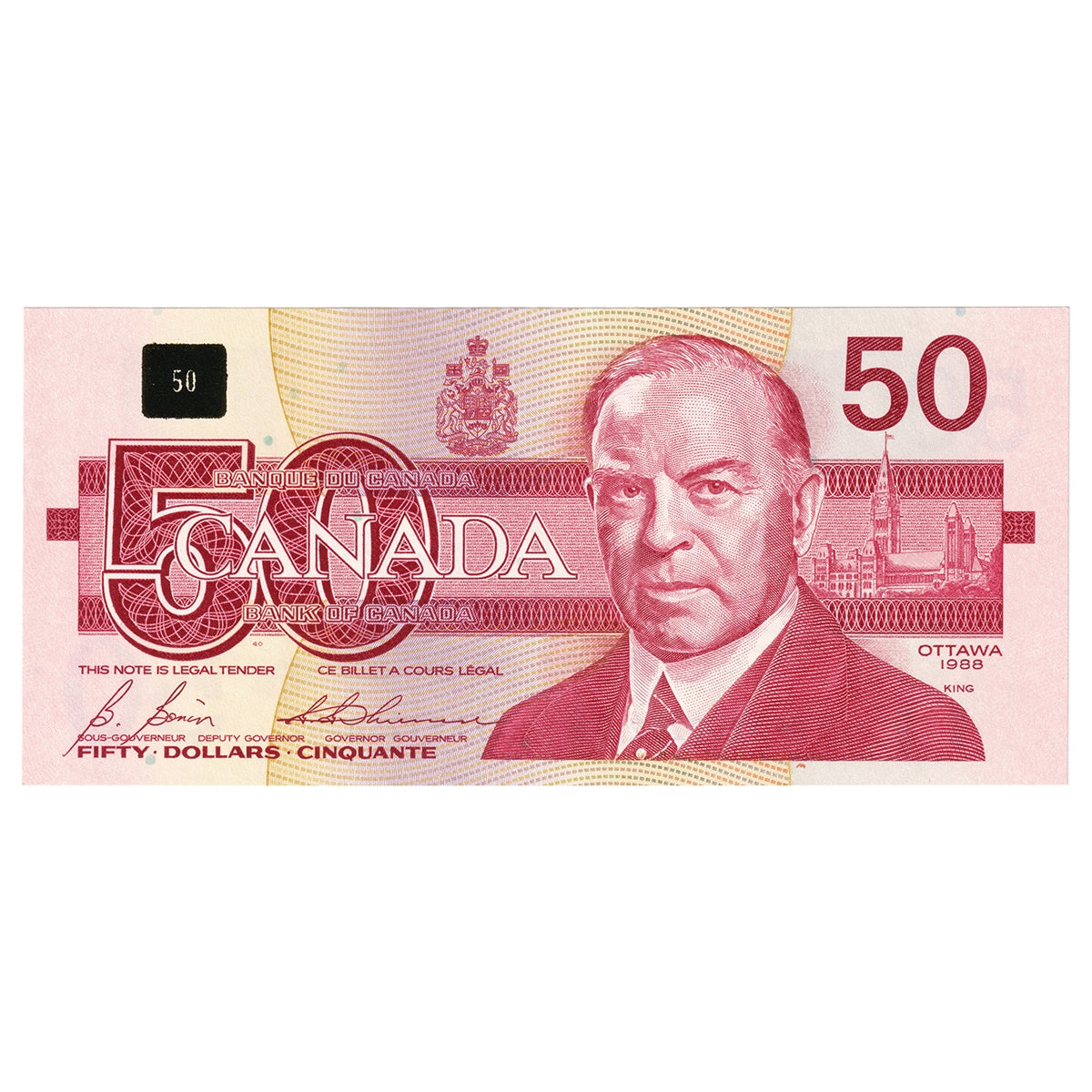 BC-59b 1988 Canada $50 Bonin-Thiessen, FHP, AU-UNC (AU55)