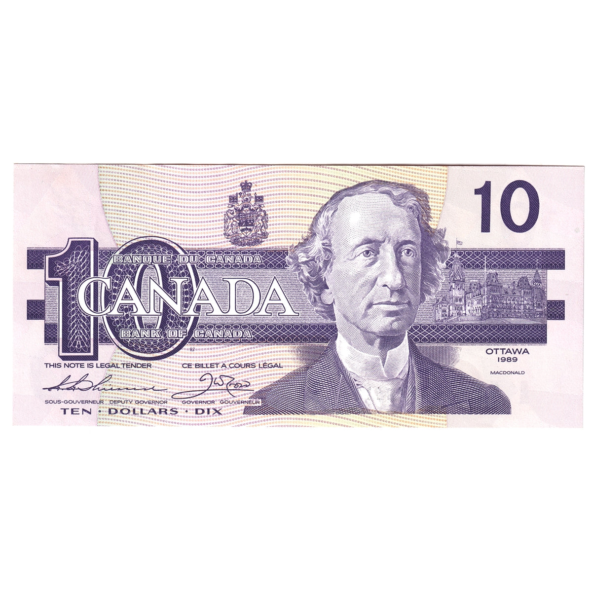 BC-57a 1989 Canada $10 Thiessen-Crow, ADA, AU-UNC (AU55)