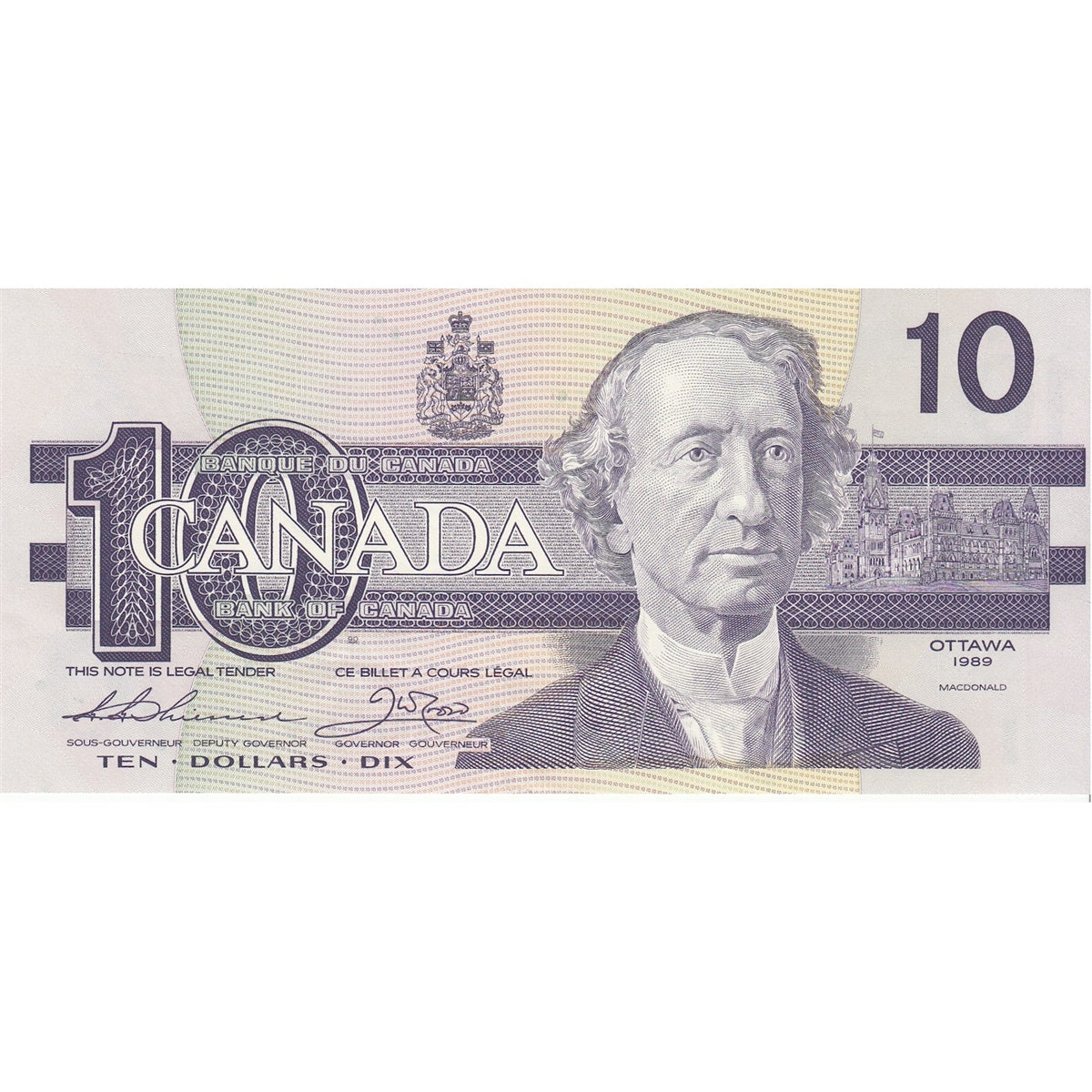 BC-57a 1989 Canada $10 Thiessen-Crow, ADD, AU-UNC