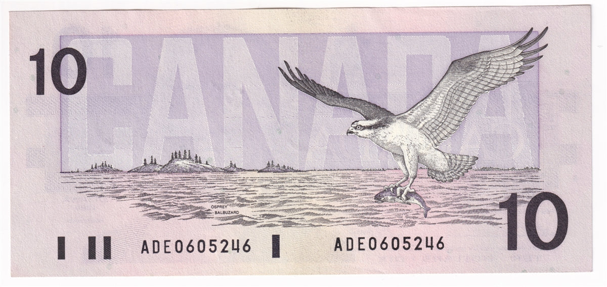 BC-57a 1989 Canada $10 Thiessen-Crow, ADE, AU-UNC