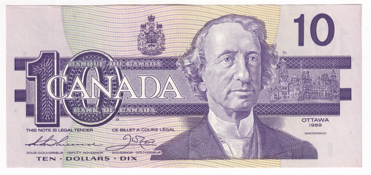 BC-57a 1989 Canada $10 Thiessen-Crow, ADE, AU-UNC (AU55)