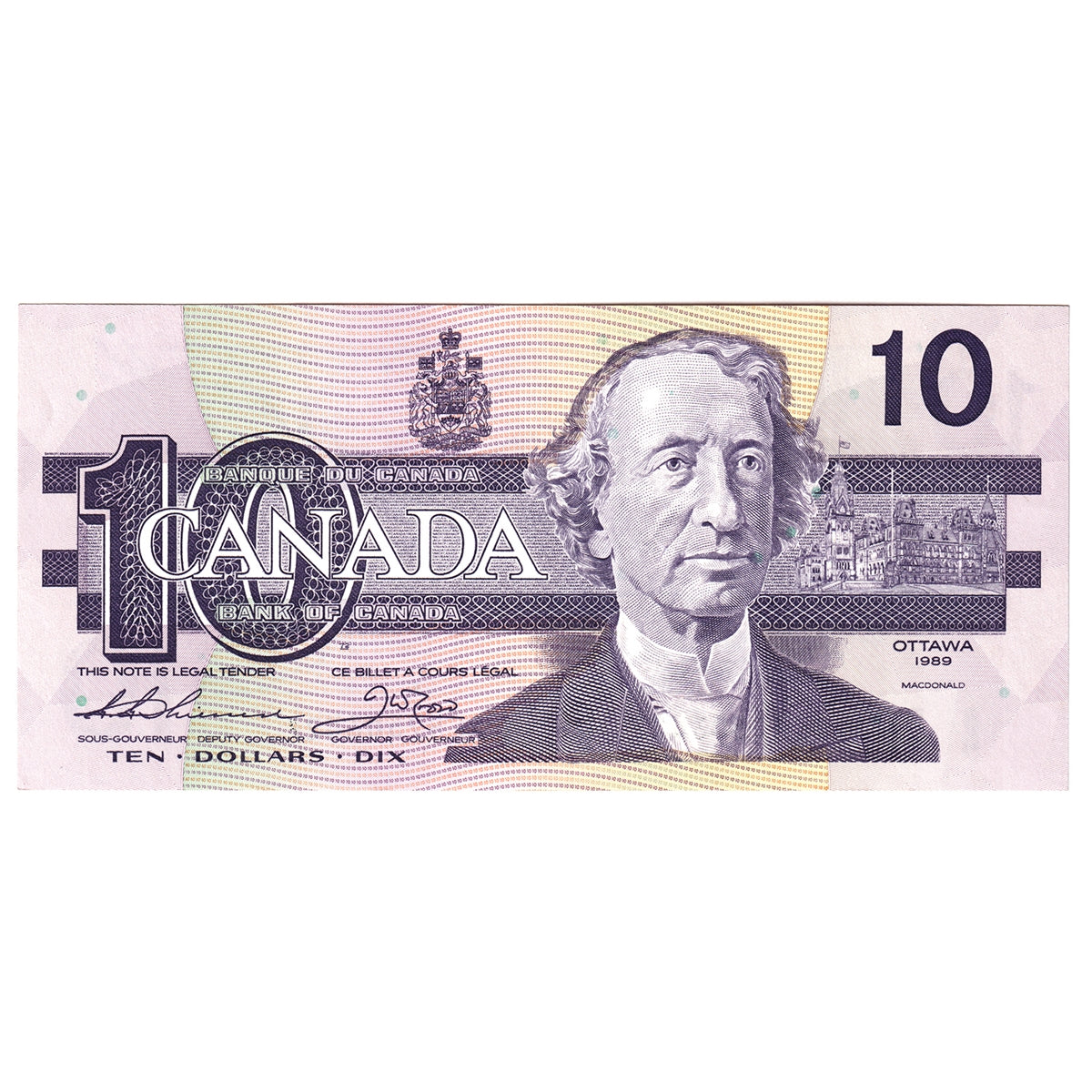 BC-57a 1989 Canada $10 Thiessen-Crow, AEH, AU-UNC (AU55)