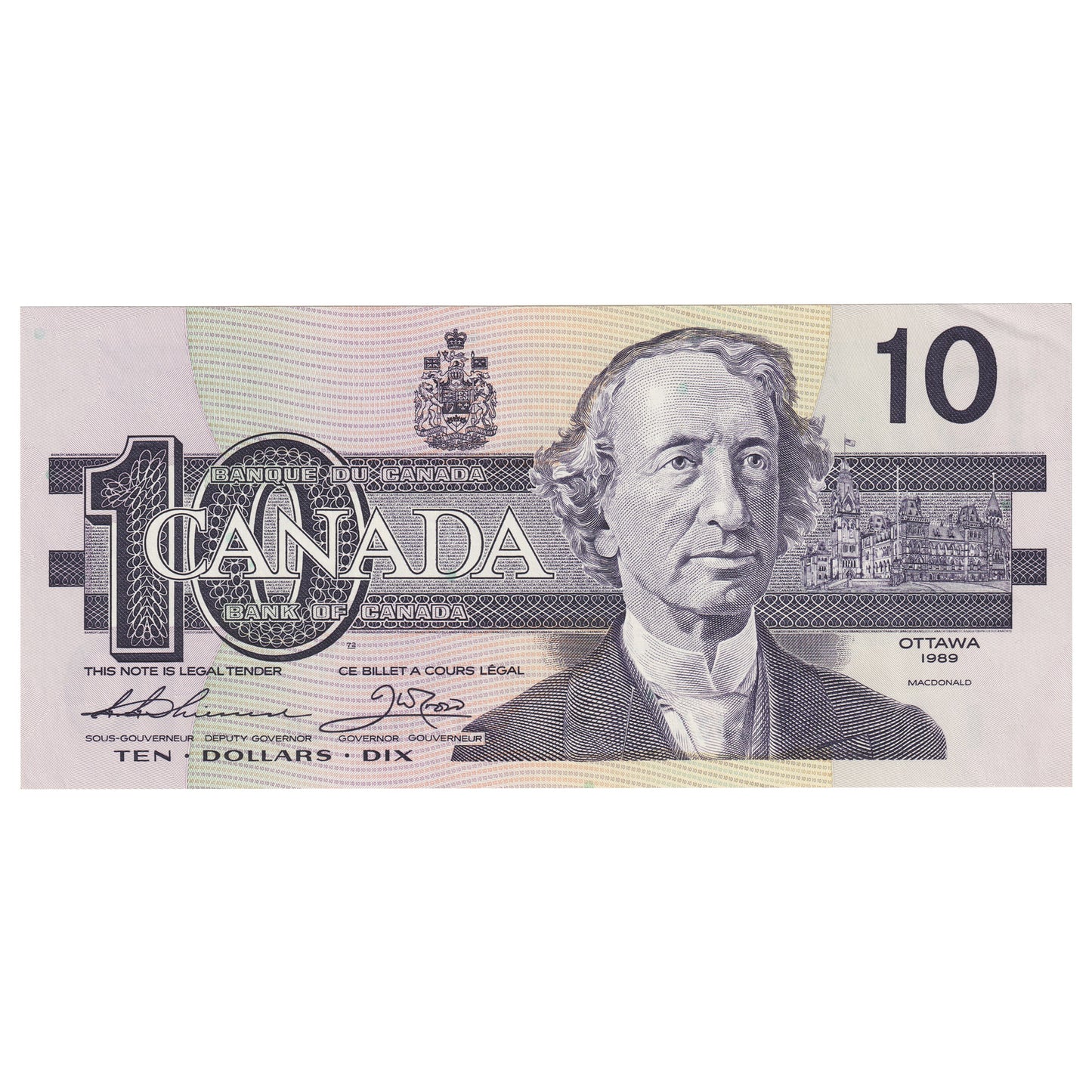 BC-57a 1989 Canada $10 Thiessen-Crow, ATZ, AU-UNC