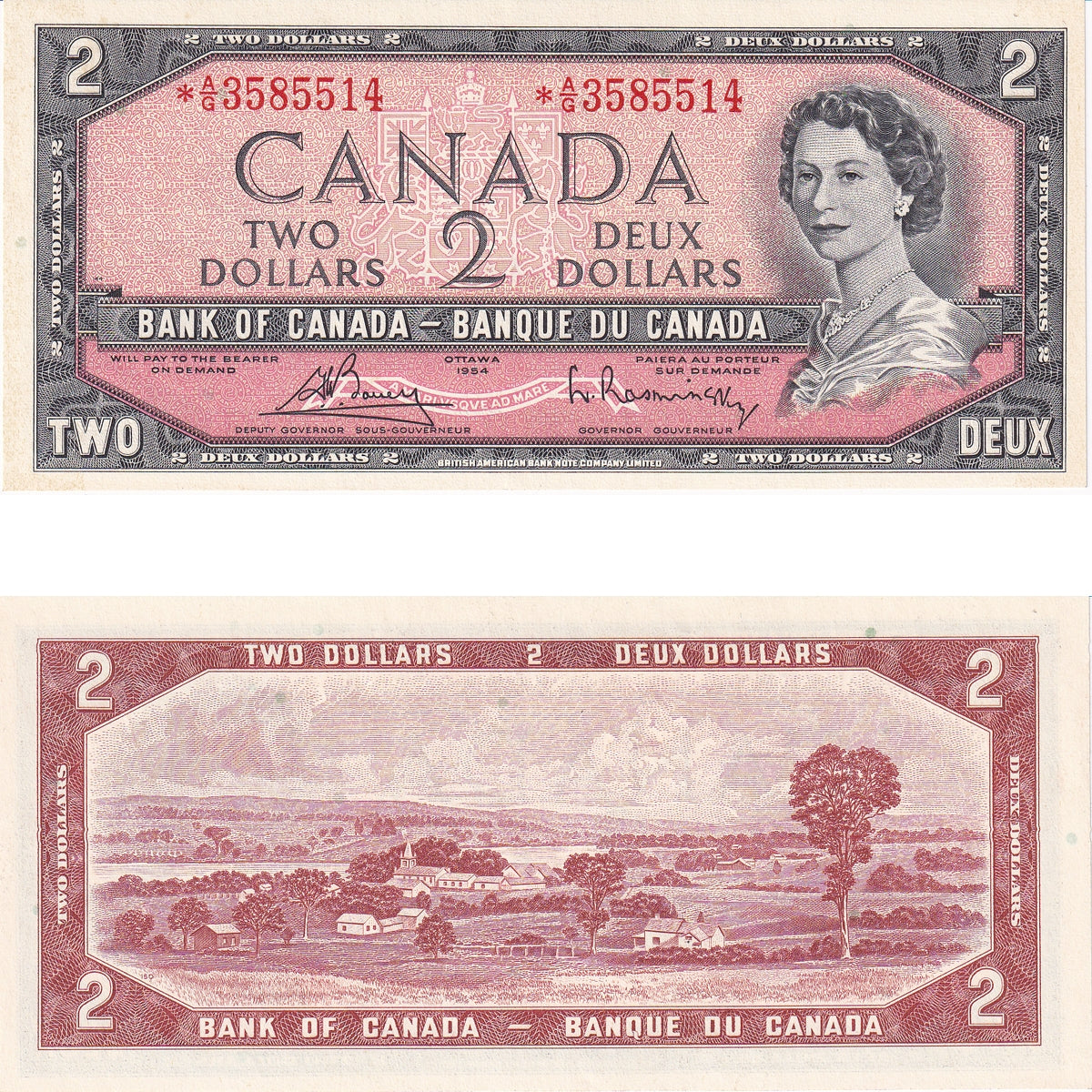 BC-38cA 1954 Canada $2 Bouey-Rasminsky, *A/G Above 3.2M, UNC