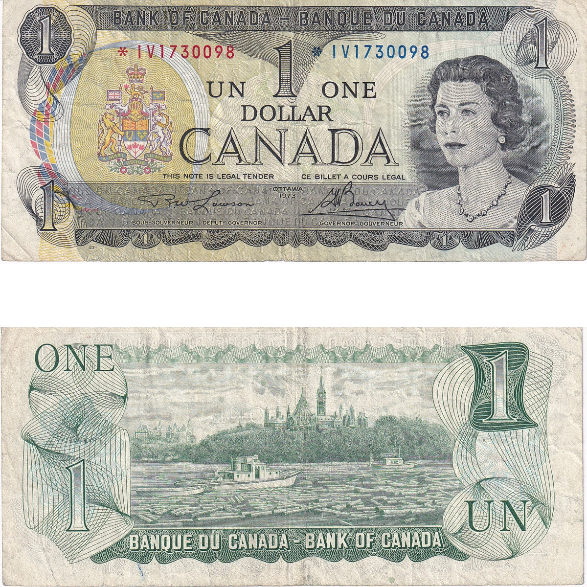 BC-46aA 1973 Canada $1 Lawson-Bouey, *IV, Fine (F12)