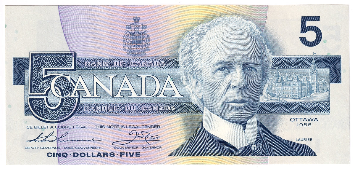 BC-56b 1986 Canada $5 Thiessen-Crow, GNN, CUNC