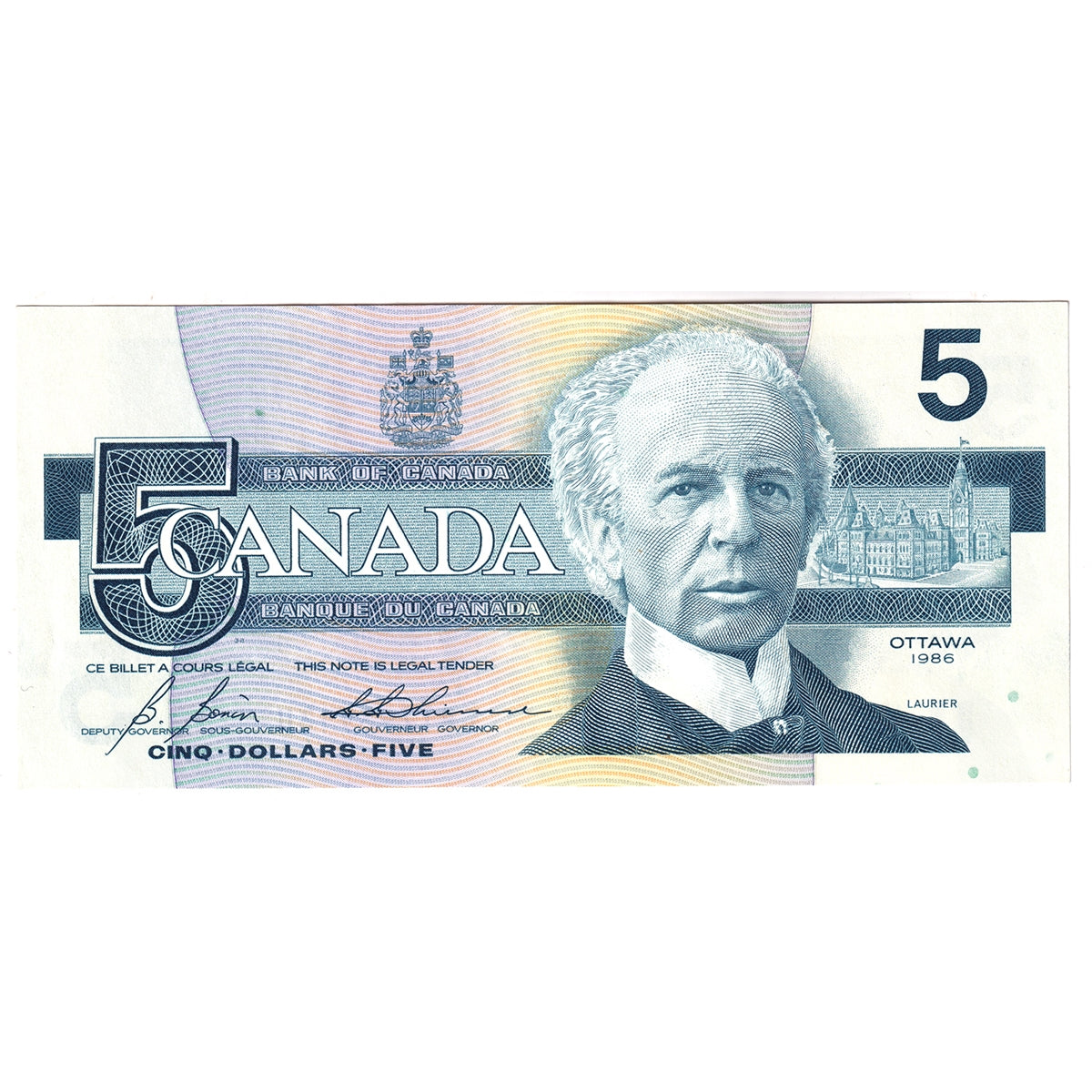 BC-56c 1986 Canada $5 Bonin-Thiessen, GPT, Uncirculated (MS60)