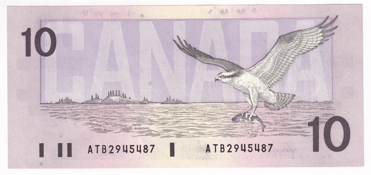 BC-57a 1989 Canada $10 Thiessen-Crow, ATB, AU-UNC