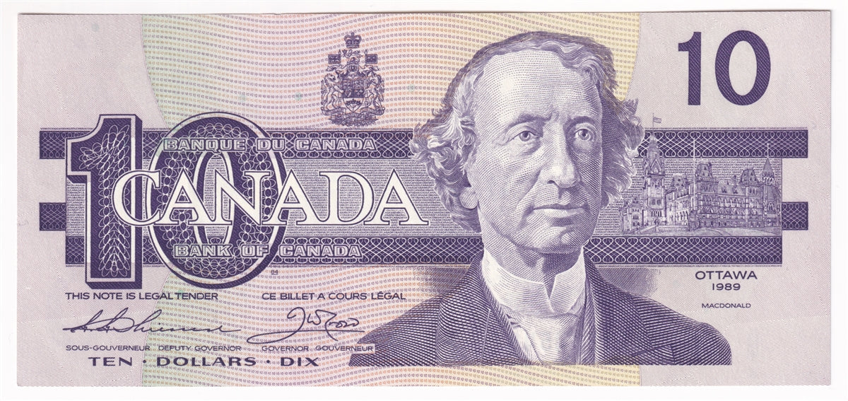 BC-57a 1989 Canada $10 Thiessen-Crow, ATB, AU-UNC