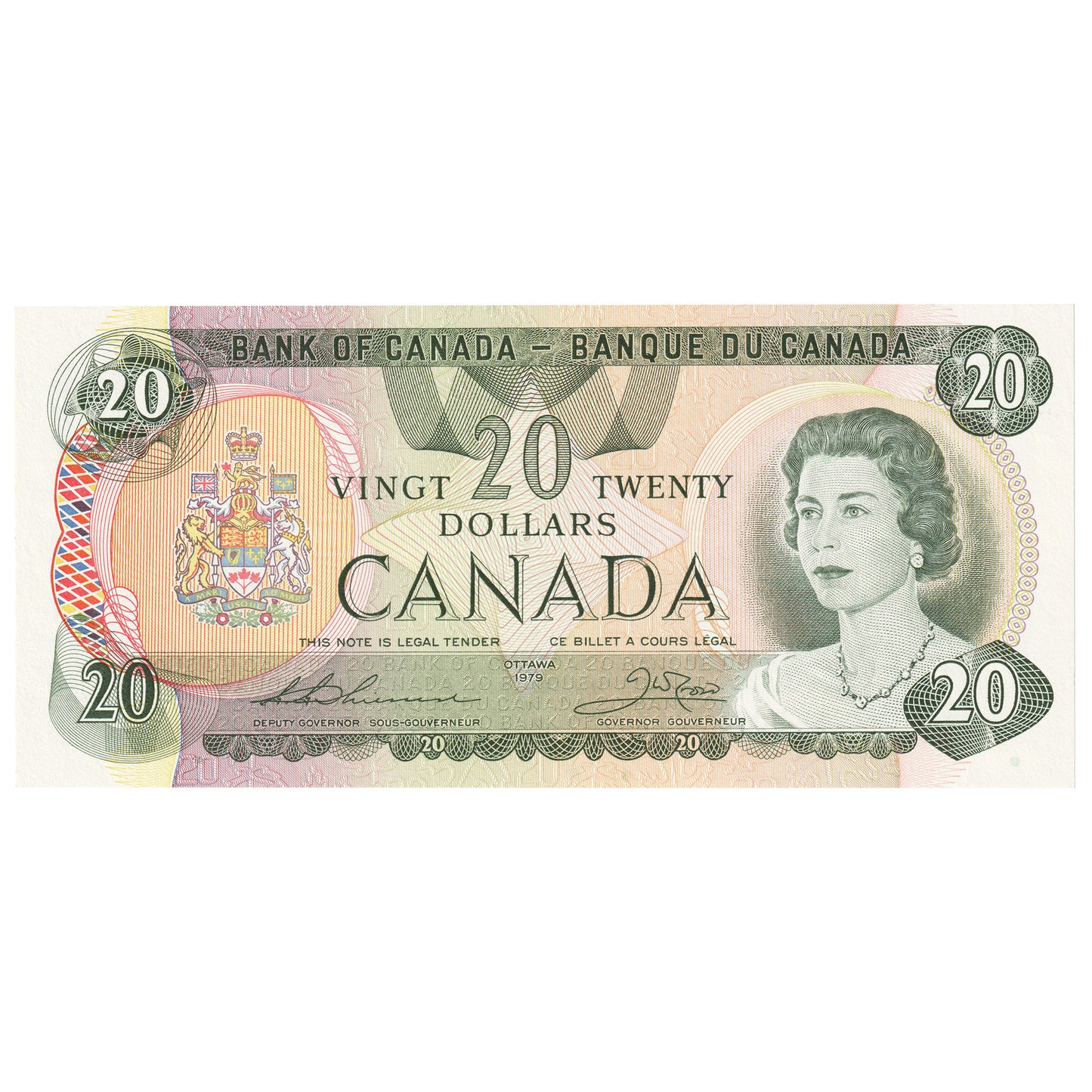 BC-54cA 1979 Canada $20 Thiessen-Crow, 510, Almost Uncirculated (AU50)