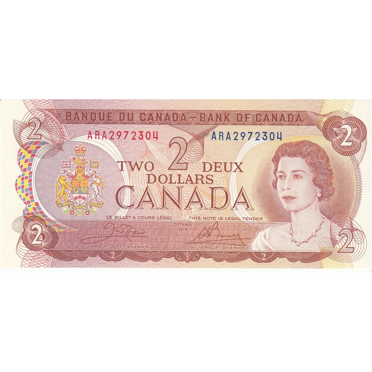 BC-47b 1974 Canada $2 Crow-Bouey, ARA, CUNC