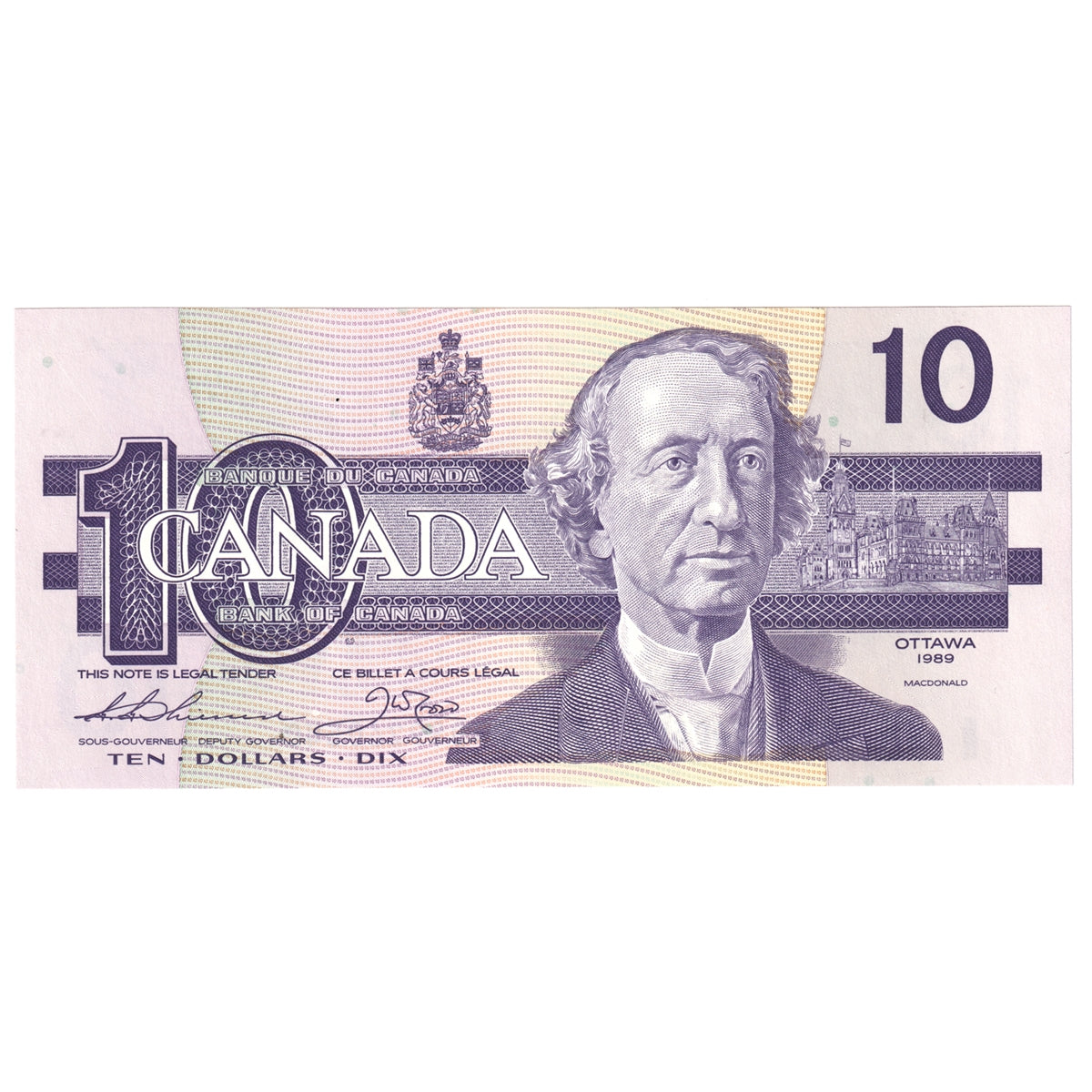 BC-57a 1989 Canada $10 Thiessen-Crow, ADS, AU-UNC (AU55)