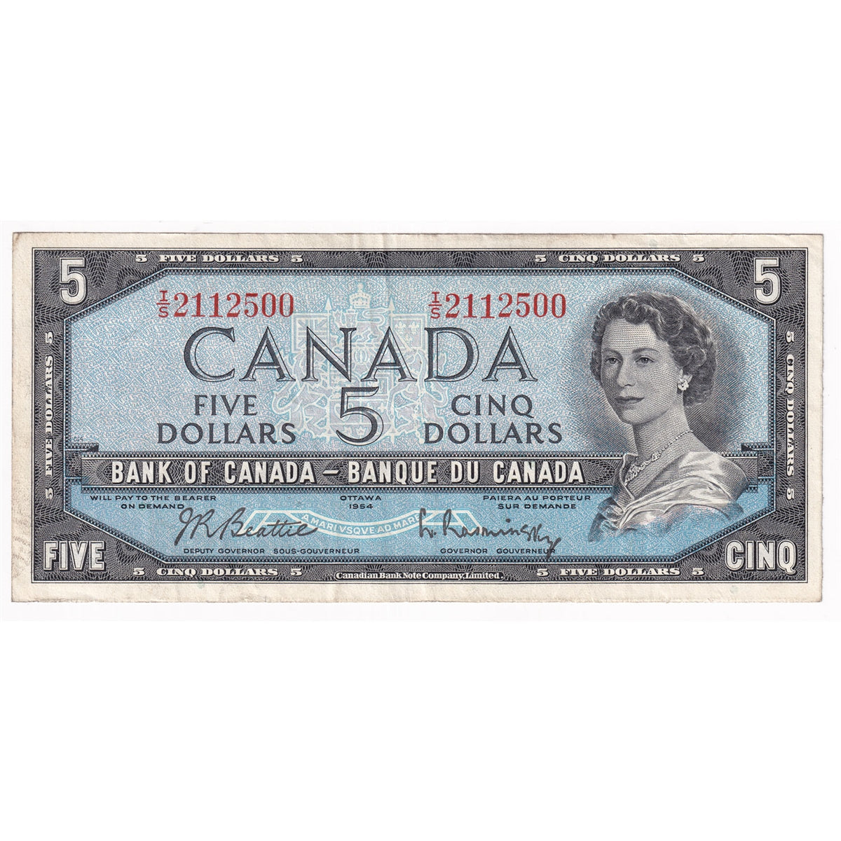 BC-39b 1954 Canada $5 Beattie-Rasminsky, I/S, VF