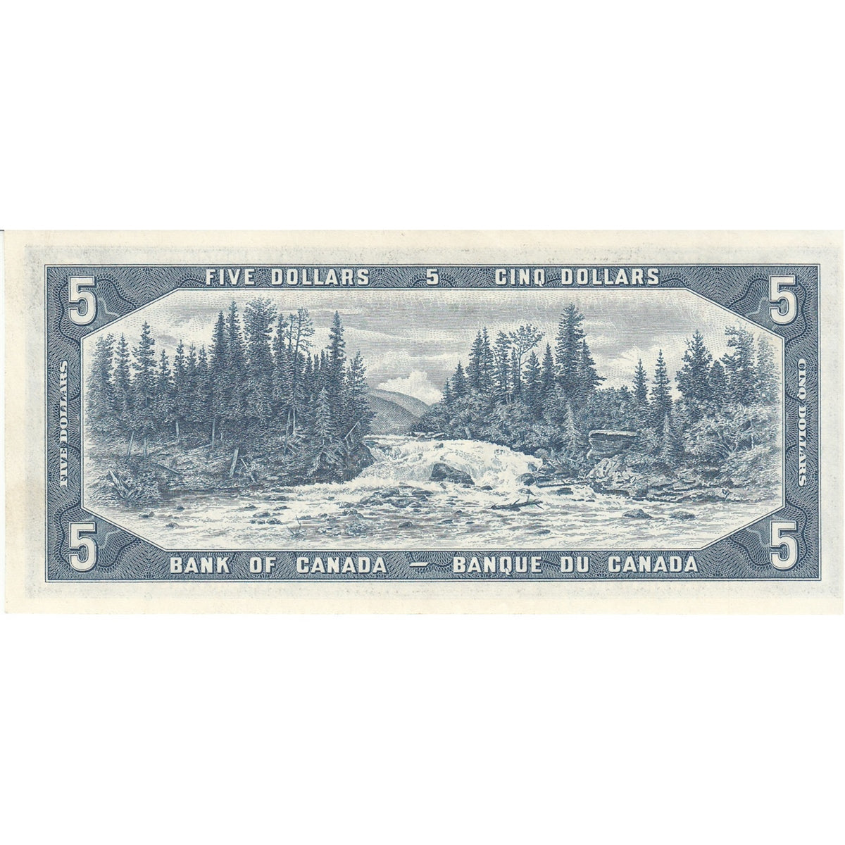 BC-39b 1954 Canada $5 Beattie-Rasminsky, O/X, Almost Uncirculated (AU50)