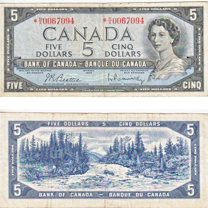 BC-39bA 1954 Canada $5 Beattie-Rasminsky, *N/X, F-VF (F15)