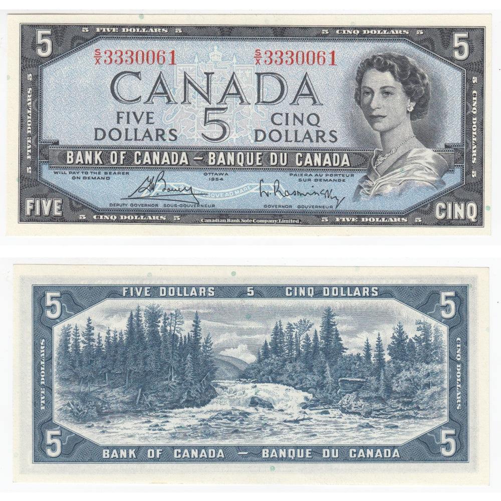 BC-39c 1954 Canada $5 Bouey-Rasminsky, S/X, Choice Uncirculated (CUNC63)