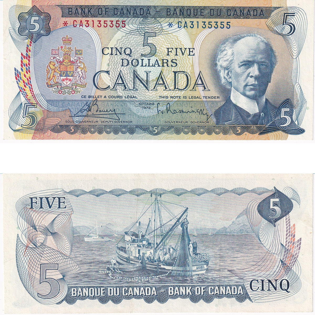BC-48aA 1972 Canada $5 Bouey-Rasminsky, *CA Below 3.28M, VF-EF (VF30)