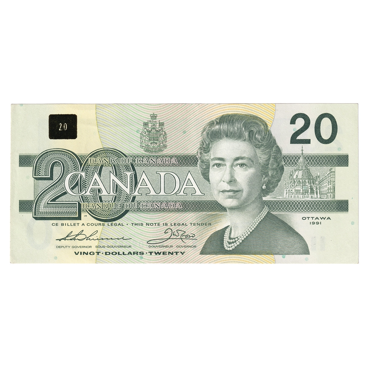 BC-58a 1991 Canada $20 Thiessen-Crow, ESD, Almost Uncirculated (AU50)